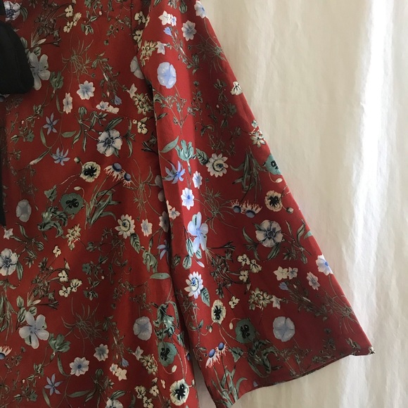 A-Line Floral Dress with Bell Sleeves - Picture 3 of 7